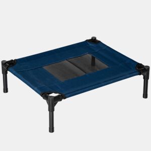 PawHut Cama para Animais de Estimação Cama Elevada para Cães Gatos Portátil Tecido Transpirável para Exterior Interior 61x46x18cm Azul  Preto