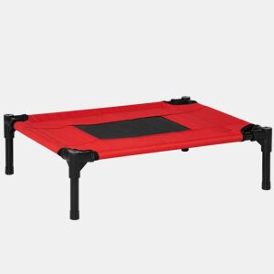 PawHut Cama para animais de estimação Cães Gatos Cama elevada Interior Exterior Cama para cães em malha respirável Interior Exterior 61x46x18 cm Vermelho