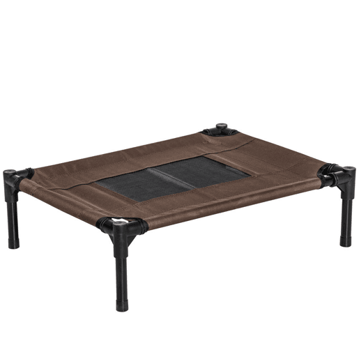 PawHut PawHut Cama elevada para cães e gatos Cama portátil para animais de estimação com área de malha respirável e tecido Oxford Estrutura de aço para interior e exterior 61x46x18 cm Castanho