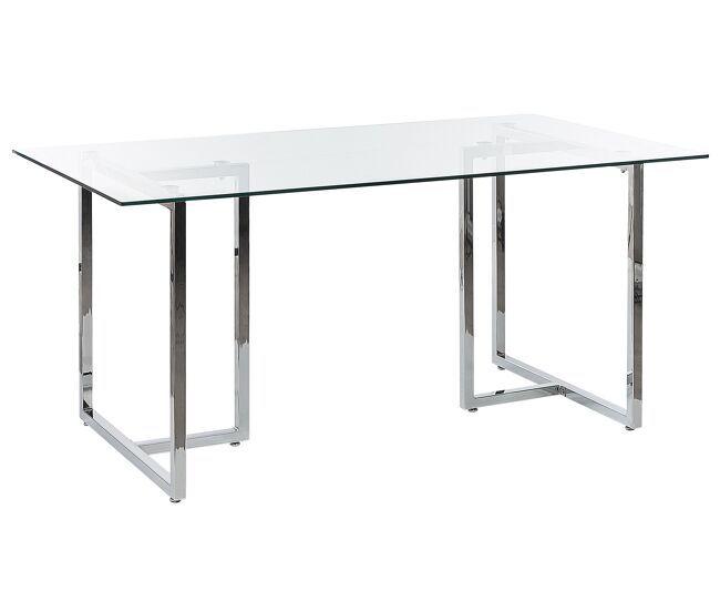 Mesa de comedor ENVIA Plateado 160 cm 90 cm Vidrio templado