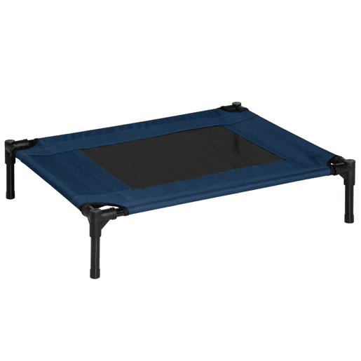 PawHut Cama elevada para cães e gatos Cama portátil para animais de estimação com área de malha respirável e tecido Oxford Estrutura de aço para interior e exterior 76,2x61x18 cm Azul