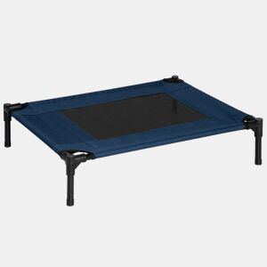 PawHut Cama elevada para cães e gatos Cama portátil para animais de estimação com área de malha respirável e tecido Oxford Estrutura de aço para interior e exterior 76,2x61x18 cm Azul