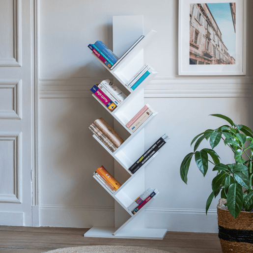 LibrerÃa blanca inclinada 8 estantes SIMONE LibrerÃa blanca inclinada 8 estantes SIMONE