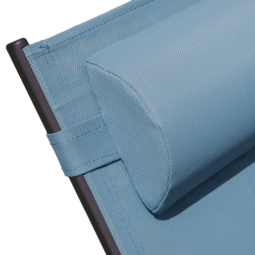 Juego de 2 tumbonas GALAPAGOS de textileno gris-azul - aluminio gris antracita