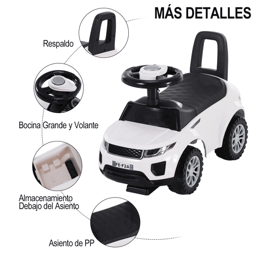 HOMCOM Carro infantil Quad Ride-On sem pedais para brinquedo de bebĂȘ estilo corrida com alto-falante 62x28x41,5cm branco HOMCOM Carro infantil Quad Ride-On sem pedais para brinquedo de bebĂȘ estilo corrida com alto-falante 62x28x41,5cm branco