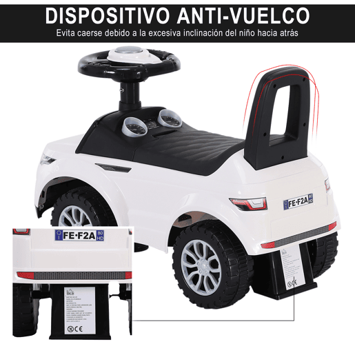 HOMCOM Carro infantil Quad Ride-On sem pedais para brinquedo de bebĂȘ estilo corrida com alto-falante 62x28x41,5cm branco HOMCOM Carro infantil Quad Ride-On sem pedais para brinquedo de bebĂȘ estilo corrida com alto-falante 62x28x41,5cm branco