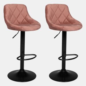 Conjunto de 2 bancos de bar ROBIN em veludo cor-de-rosa 48×46×106 cm