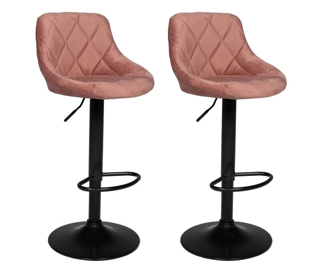 Juego de 2 taburetes de bar robin de terciopelo rosa 48×46×106 cm