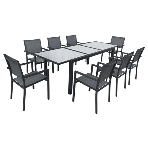 Conjunto de jardín extensible FIRENZE 8 plazas en textileno gris - aluminio antracita