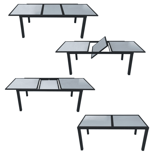 Conjunto de jardín extensible FIRENZE 8 plazas en textileno gris - aluminio antracita