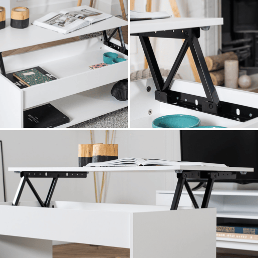 Mesa baja con tapa elevable blanca HEDDA Mesa baja con tapa elevable blanca HEDDA