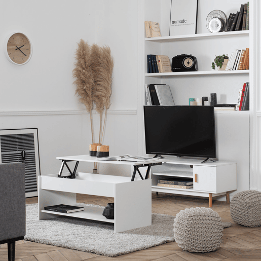 Mesa baja con tapa elevable blanca HEDDA Mesa baja con tapa elevable blanca HEDDA