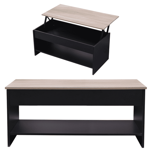 Mesa baja con tapa elevable negra y madera HEDDA Mesa baja con tapa elevable negra y madera HEDDA