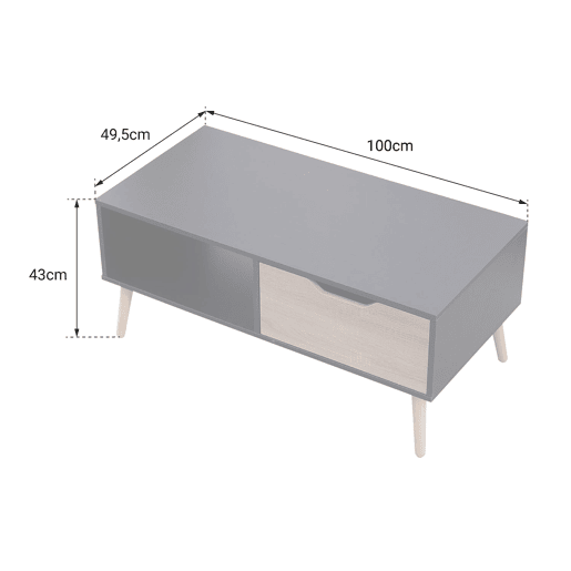 Mesa baja blanca de estilo escandinavo con cajón FREJA