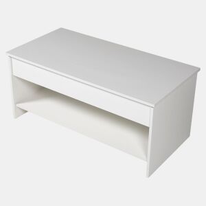 Mesa baja con tapa elevable blanca y madera HEDDA