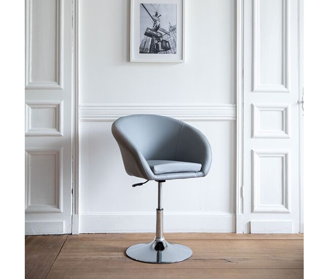 Taburete de bar polipiel gris GABIN