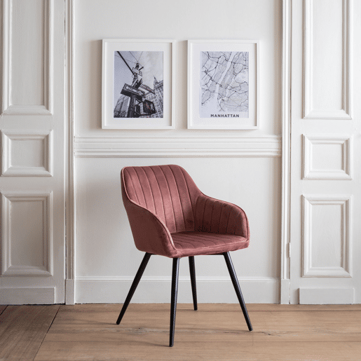 Silla de terciopelo rosa BERTILLE
