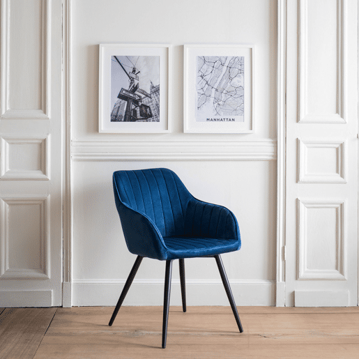 Silla de terciopelo azul BERTILLE
