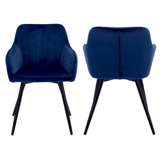 Silla de terciopelo azul BERTILLE