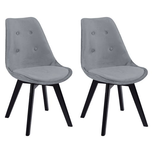 Juego de 2 sillas de terciopelo gris NORA con cojín