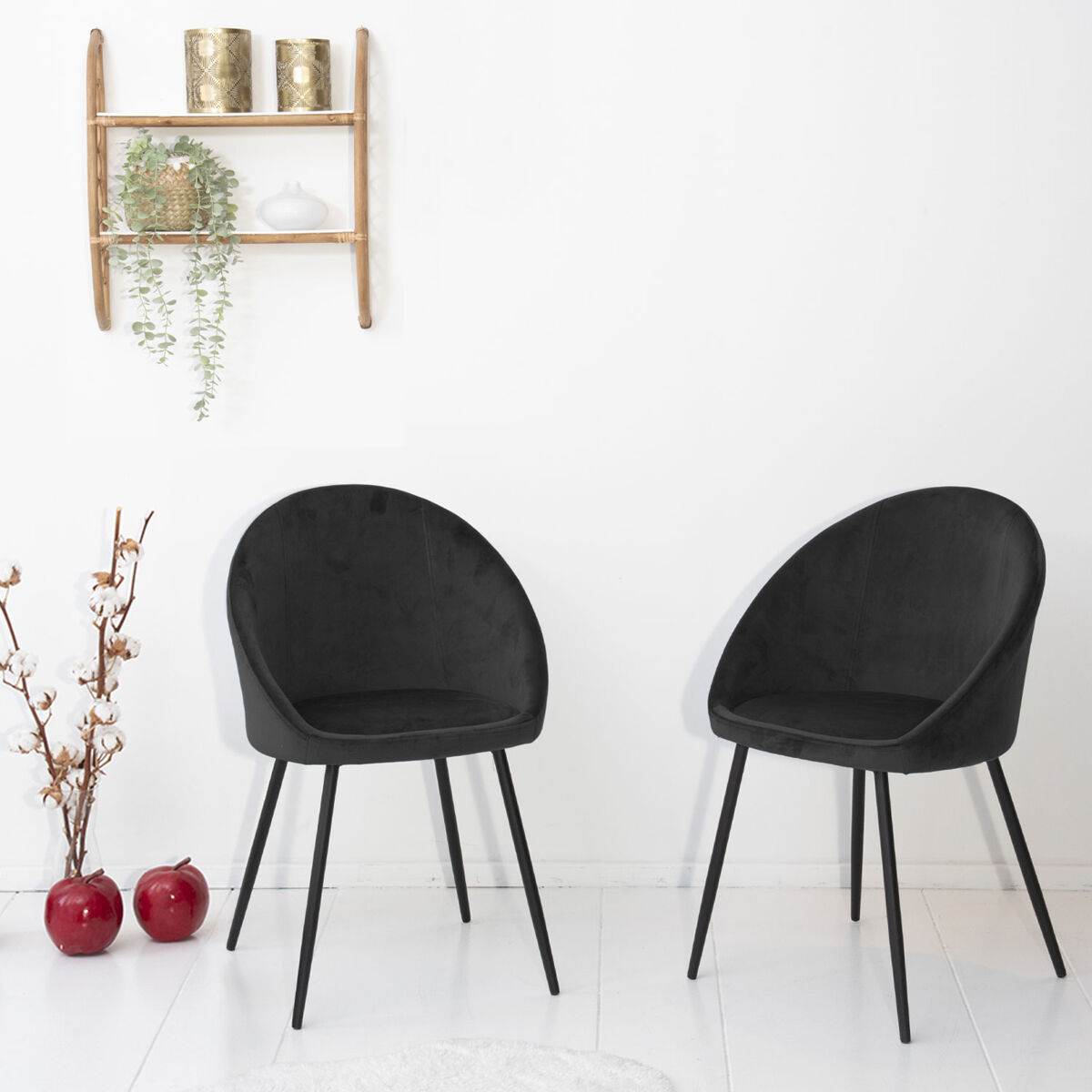 Conjunto de 2 sillas vintage DIANE Negro