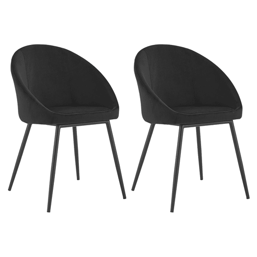 Lote de 2 sillas vintage de terciopelo negro DIANE