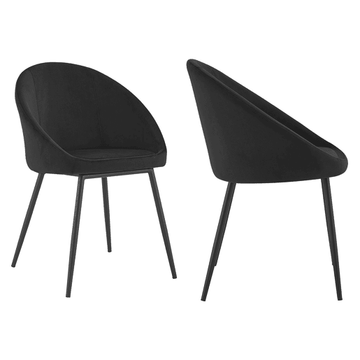 Lote de 2 sillas vintage de terciopelo negro DIANE