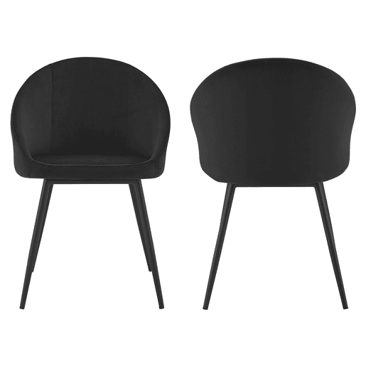 Lote de 2 sillas vintage de terciopelo negro DIANE