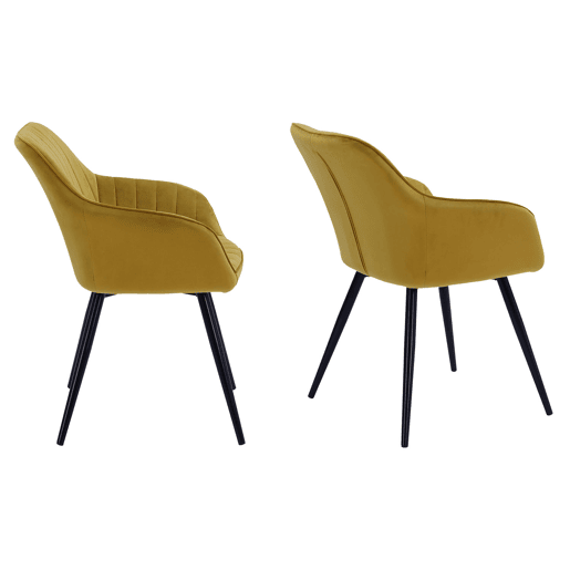 Silla de terciopelo mostaza BERTILLE Silla de terciopelo mostaza BERTILLE