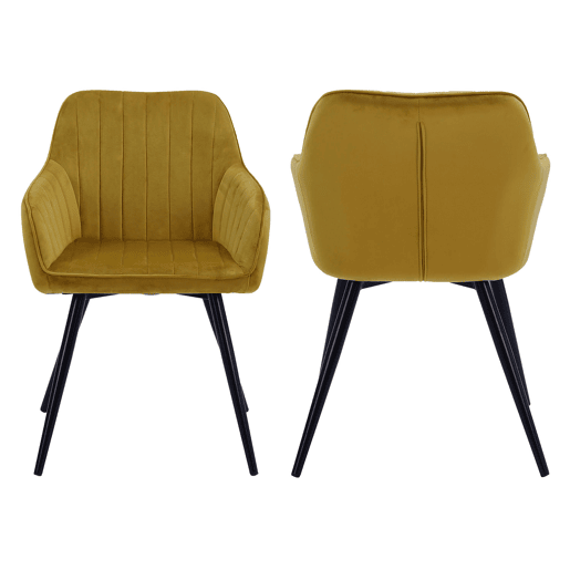Silla de terciopelo mostaza BERTILLE Silla de terciopelo mostaza BERTILLE