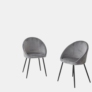 Lote de 2 sillas vintage de terciopelo gris DIANE