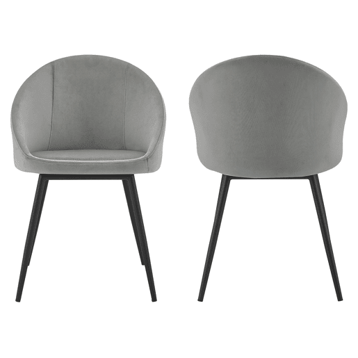 Lote de 2 sillas vintage de terciopelo gris DIANE