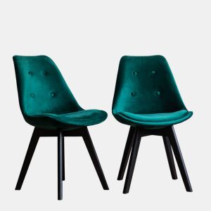Juego de 2 sillas de terciopelo verde NORA con cojín