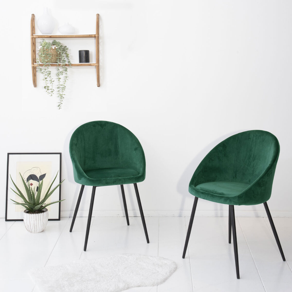 Conjunto de 2 sillas vintage DIANE Verde