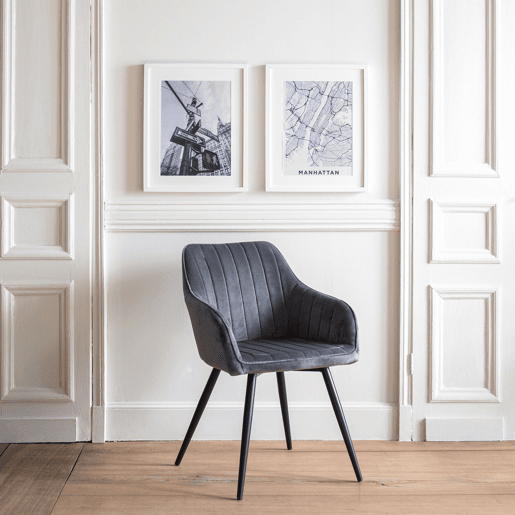 Silla de terciopelo gris BERTILLE Silla de terciopelo gris BERTILLE