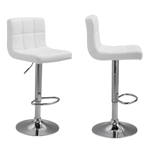 Lote de 2 taburetes de bar blancos MIKE Lote de 2 taburetes de bar blancos MIKE
