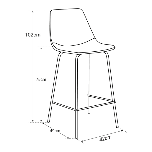 Lote de 2 taburetes de bar vintage LUCIEN marrón- Altura del asiento 75cm