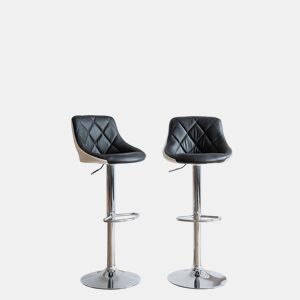 Juego de 2 taburetes de bar en blanco y negro JASPER