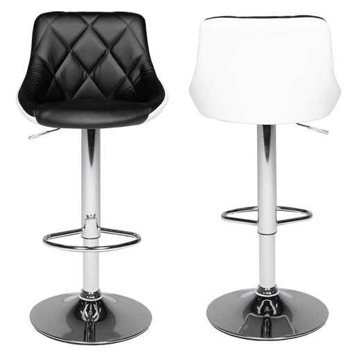 Juego de 2 taburetes de bar en blanco y negro JASPER