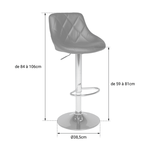 Juego de 2 taburetes de bar en blanco y negro JASPER