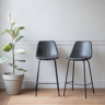 Lote de 2 taburetes de bar vintage LUCIEN color gris oscuro - Altura del asiento 65cm