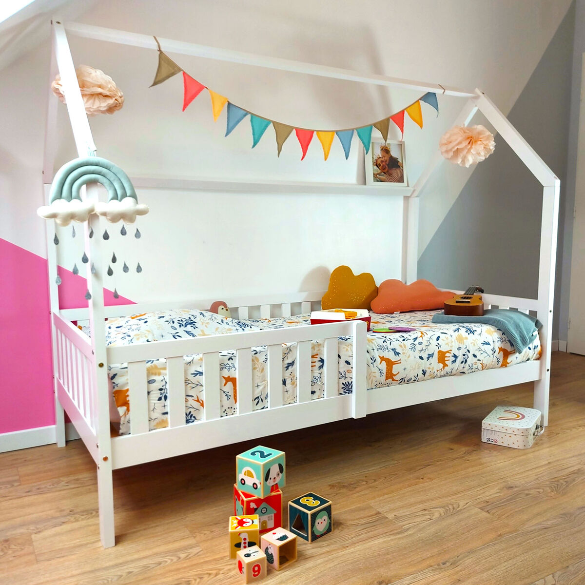 Cama cabaña para niños en madera MARCEAU 98x197