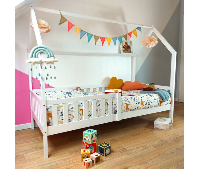 Cama cabaña para niños en madera MARCEAU 98x197