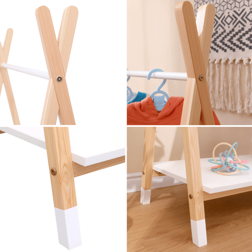 Perchero LOU de madera en color blanco para niños