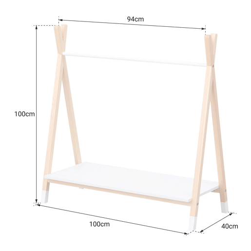 Perchero LOU de madera en color blanco para niños