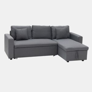 CLARK Sofá cama de canto de 3 lugares cinzento