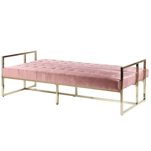 Sofá-cama de 3 lugares em veludo rosadourado MARSTAL