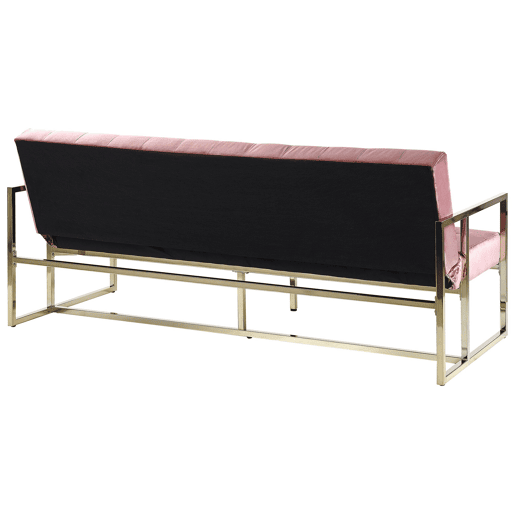 Sofá-cama de 3 lugares em veludo rosadourado MARSTAL