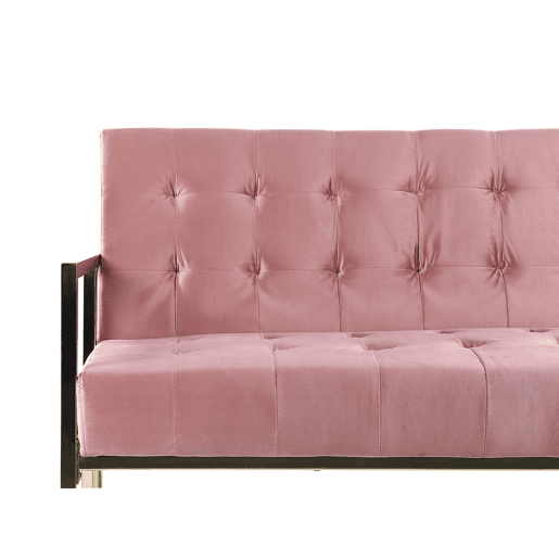Sofá-cama de 3 lugares em veludo rosadourado MARSTAL