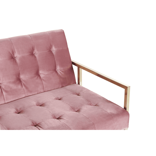 Sofá-cama de 3 lugares em veludo rosadourado MARSTAL